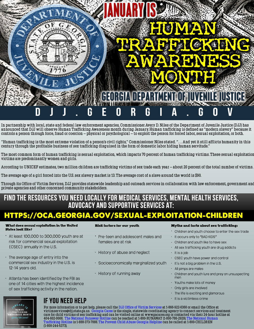 January Is Human Trafficking Awareness Month At Djj Department Of Juvenile Justice